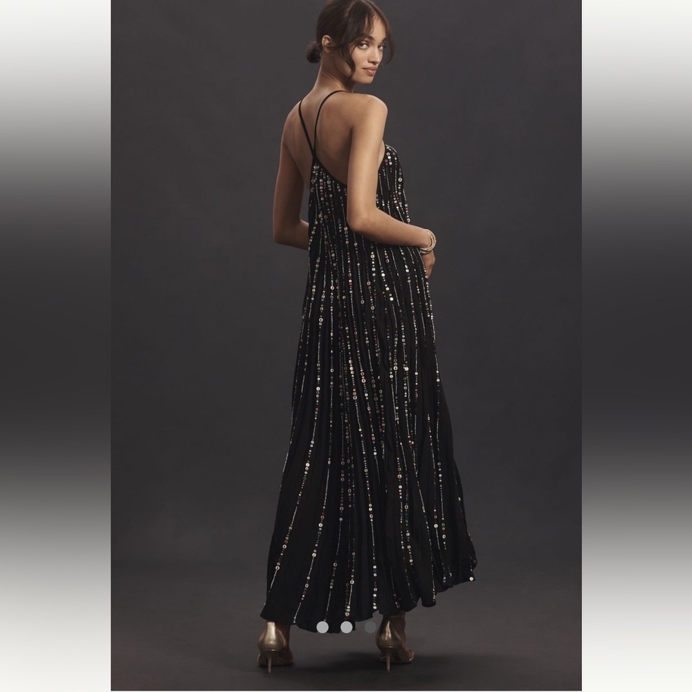 🍀SUPER RARE🍀 Farm Rio Anthropologie NWT Farm Rio V-Neck Sequin Slip Dress size S - Picture 5 of 7